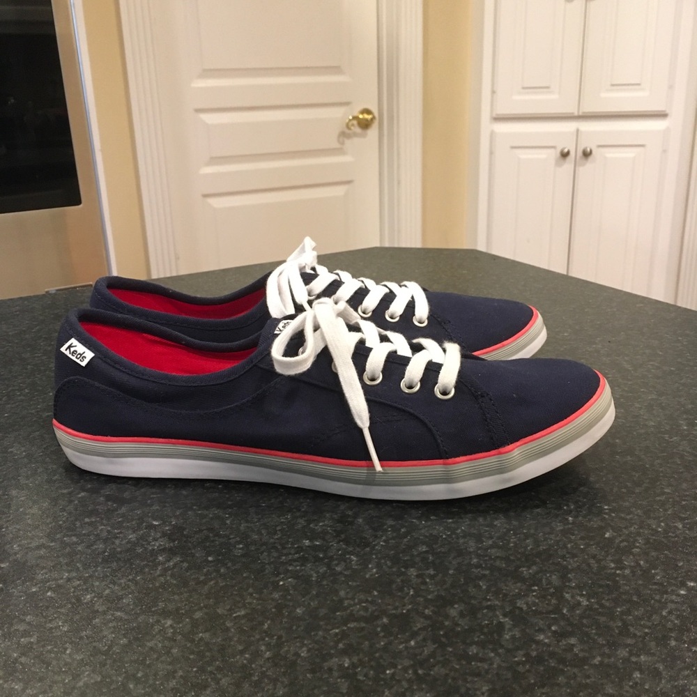 Navy Blue Lace-up Keds, casual, new, size 8.5